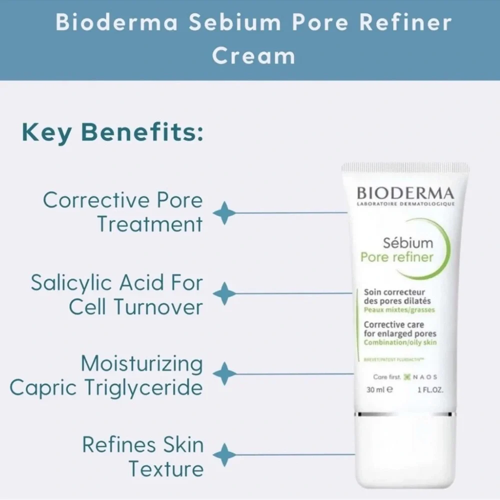 Bioderma NEW Sebium Pore Refiner 1 fl oz30 ml. Acne & Blemish Treatment Exp 3/26